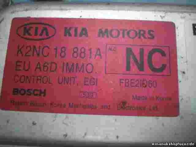 Motorsteuergerät Kia Shuma K2NC18881A 26SA0000 1038301096 1037351933 0261207734