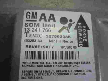 Airbagsensor Airbagsteuergerät Opel Zafira B Vivaro G GM (AA) 13241766 327963935