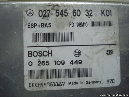 Steuergerät ESP BAS Mercedes W168 0275456032 K01 BOSCH 0265109449 FD98M10