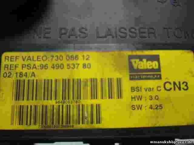 Sicherungskasten Citroen Xsara 9649053780 VALEO 73008612 BSI  CN3 HW 3.0 SW 4.25