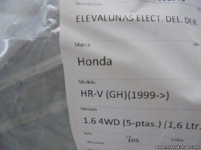Fensterheber elektrisch Vorne rechts  Honda HRV 1.6 4WD S34 1F05 72211S30003