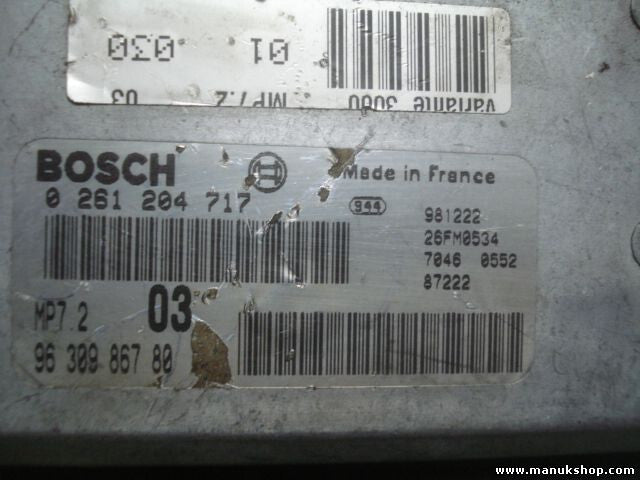 Motorsteuergerät Peugeot 306 1.6 9630986780 MP7.203 26FM0534 BOSCH 0261204717
