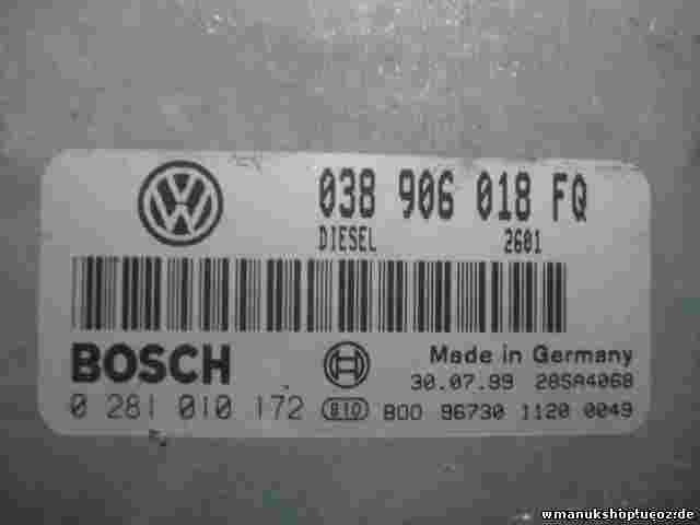 Motorsteuergerät VW Volkswagen Passat (3B) 1,9 1999 038906018FQ BOSCH 0281010172