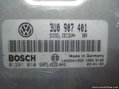 Motorsteuergerät Skoda Superb I EDC15UM 3U0907401 BOSCH 0281010905
