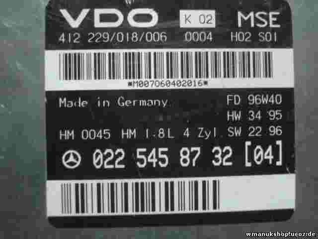 Motorsteuergerät Mercedes W202 K02 022545873204 0225458732 FD 96W40 412229018006