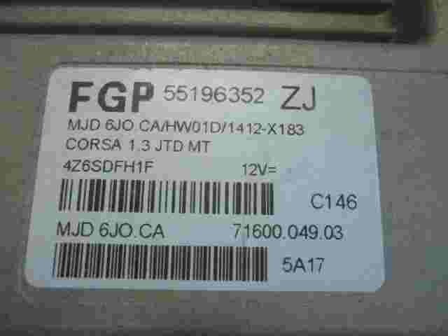 Motorsteuergerät Opel Corsa  MT FGP 55196352ZJ 55196352 ZJ MJD6JOCA 7160004903
