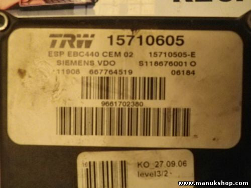 ABS Steuergerät Peugeot 407 15710605 EBC440 CEM 02 15710505E SIEMENS S118676001O