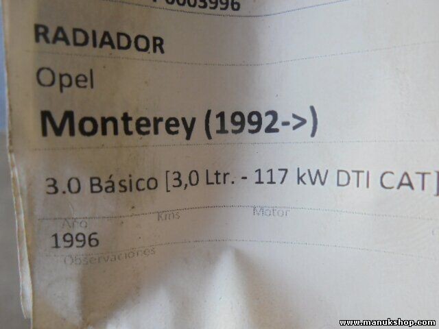 Wasserkühler Opel Monterey 8943752724 316004 1300138 1300141 311250 8943752724