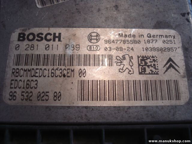 Motorsteuergerät Peugeot 206 1.4 1998 9653202580 EDC16C3 BOSCH 0281011089