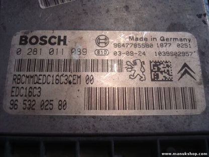 Motorsteuergerät Peugeot 206 1.4 1998 9653202580 EDC16C3 BOSCH 0281011089