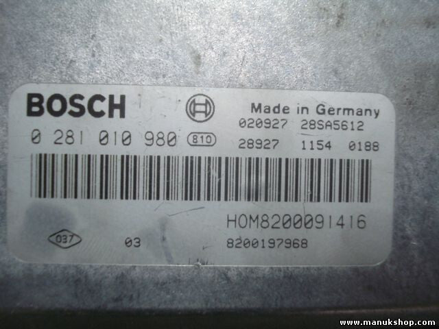Motorsteuergerät Renault Scenic 1.9DCI HOM8200091416 8200197968 BOSCH 0281010980