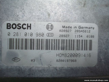 Motorsteuergerät Renault Scenic 1.9DCI HOM8200091416 8200197968 BOSCH 0281010980