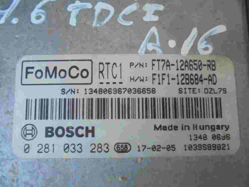 Motorsteuergerät Ford Transit FT7A12A650RB F1F112B684AD 1039S89821 0281033283