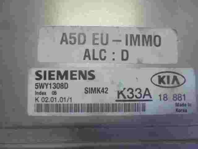 Motorsteuergerät  KIA Rio K33A18881 K33A 18 881 SIEMENS 5WY1308D SIMK42 Index 05