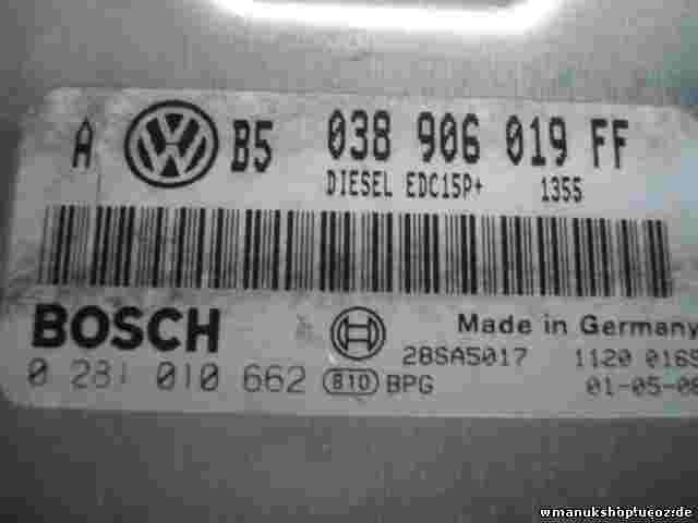 Motorsteuergerät VW Audi Seat Skoda Golf 038906019FF 28SA5017 BOSCH 0281010662