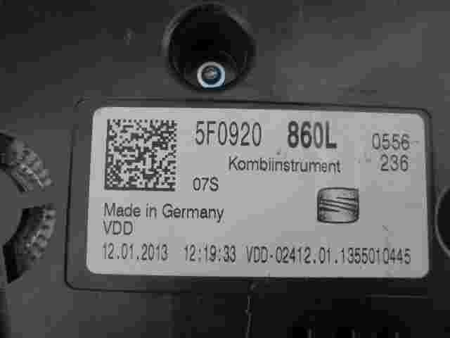 Kombiinstrument Tacho Seat Leon (5F) 5F0920860L VDD0241201 1355010445 0556236