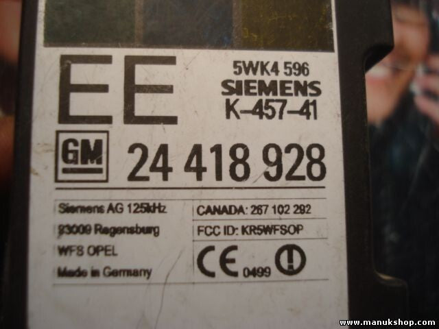 Schlüssel Lesespule Opel Vectra 24 418 928 24418928 SIEMENS 5WK4596 5WK4 596