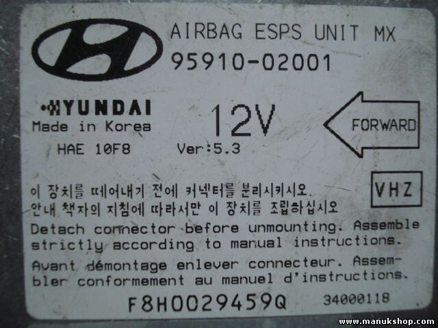 Airbagsensor Airbagsteuergerät Hyundai Matrix 9591002001 95910-02001 VHZ VER 5.3