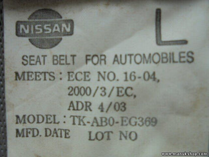 Sicherheitsgurt Gurt Nissan Pick-up D22 TKAB0EG369 TK-AB0-EG369 TK AB0 EG369