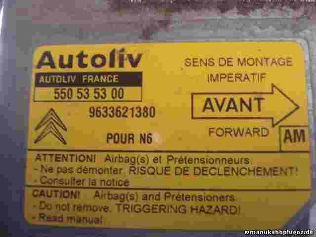 Airbagsensor Airbagsteuergerät  Citroen Xsara N6 (AM) 9633621380 550535300