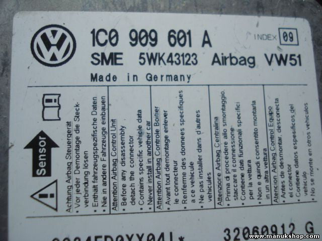 Airbagsensor Airbagsteuergerät Skoda Fabia INDEX (09) 1C0909601A 5WK43123