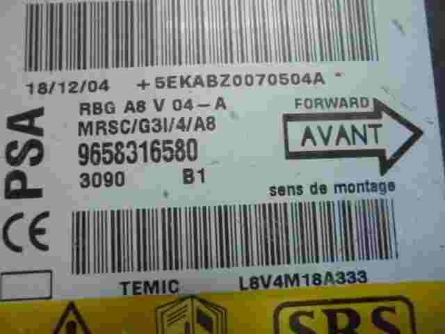 Airbagsensor Airbagsteuergerät Citroen 9658316580 Temic L8V4M18A333 MRSC/G3I/4A8
