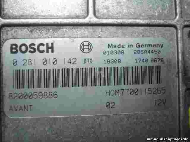 Motorsteuergerät Renault Master 1.9 12V 2001 8200059886 HOM7700115265 0281010142
