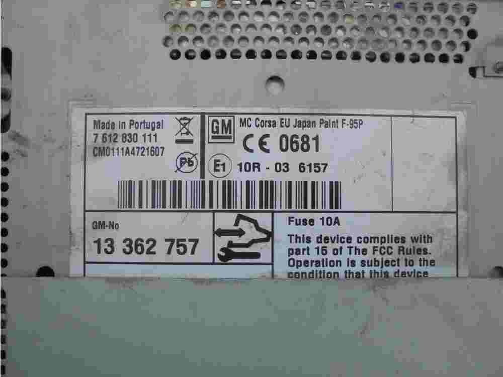 Navigation Display Opel Corsa 7612830111 7 612 830 111 GM 13362757 13 362 757