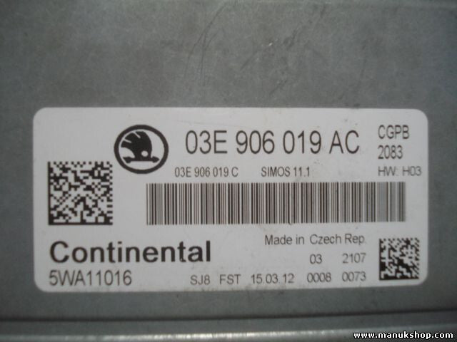 Motorsteuergerät Skoda Fabia 1.2 TDI 2010 03E906019AC Continental 5WA11016