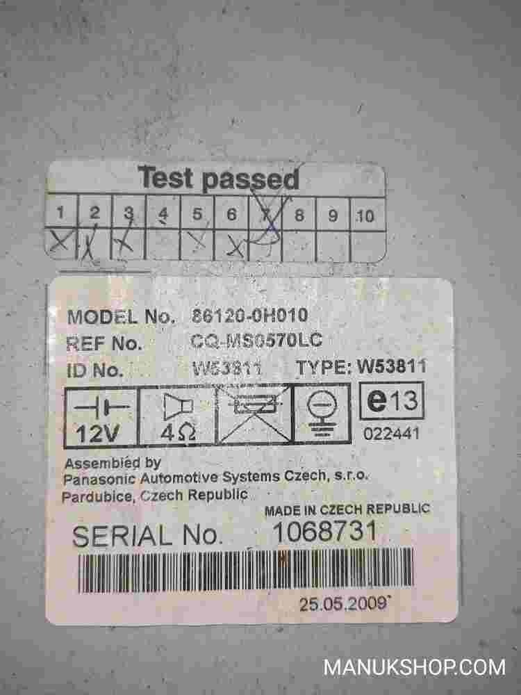 Radio CD AUX AM FM AST Toyota Aygo Citroen C1 Peugeot 107 861200H010 CQMS0570LC