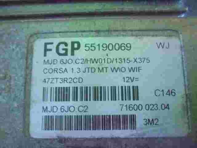 Motorsteuergerät Opel Corsa 1.3 55190069 WJ 7160002304 HW01D/1315-X375 MJD6JOC2