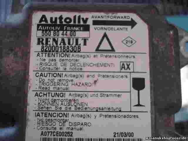 Airbagsensor Airbagsteuergerät Renault Laguna (AX) 8200018830B 550804400
