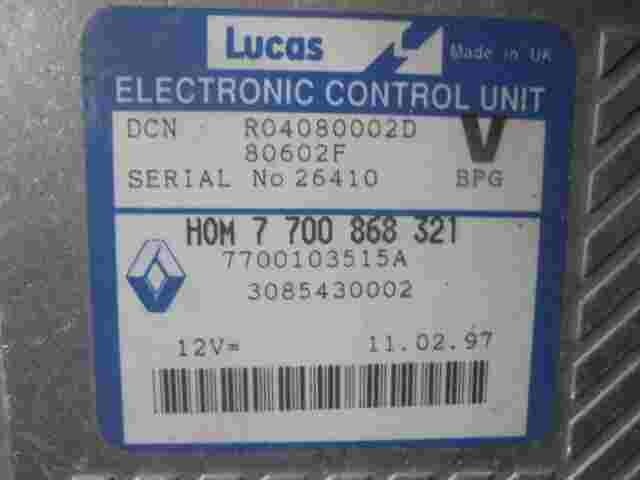 Motorsteuergerät  Renault 7700103515A 7700868321  80602F LUCAS R04080002D