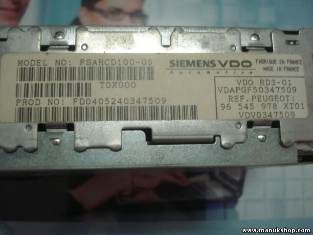 Radio CD Peugeot 307 PSARCD100-05 96545978XT01 96545978XT 96 545 978 XT01