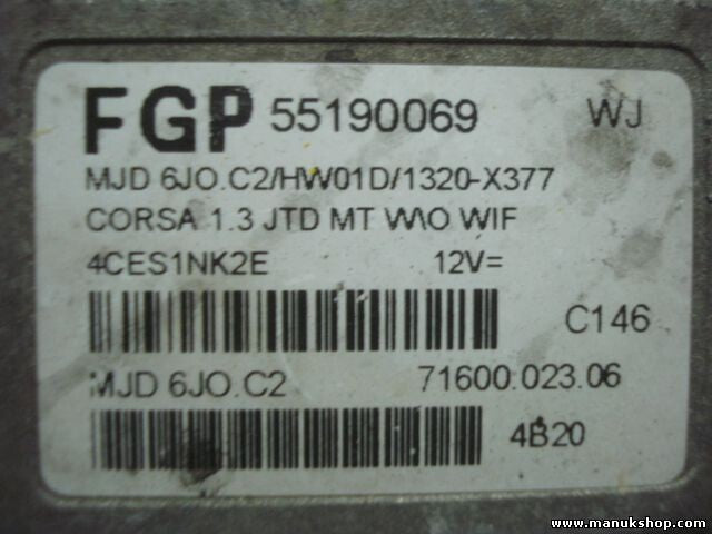 Motorsteuergerät Opel Corsa 1.3 JTD 55190069 WJ 7160002306 71600.023.06