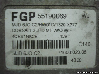 Motorsteuergerät Opel Corsa 1.3 JTD 55190069 WJ 7160002306 71600.023.06