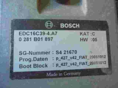 Motorsteuergerät Iveco Daily Fiat Ducato EDC16C394A7 20051012 S421670 0281B01897