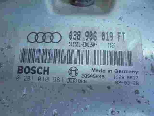 Motorsteuergerät Audi A3 1.9TDI 038906019FT DIESEL EDC15P 1527 BOSCH 0281010981