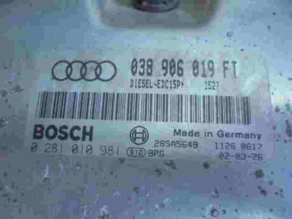 Motorsteuergerät Audi A3 1.9TDI 038906019FT DIESEL EDC15P 1527 BOSCH 0281010981