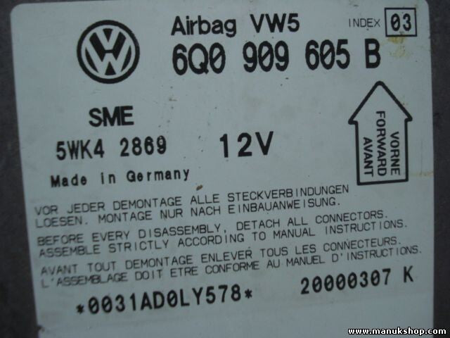 Airbagsensor Airbagsteuergerät VW Polo Skoda Fabia Passat 6Q0909605B index (03)