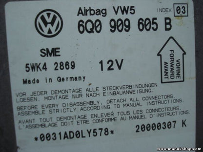 Airbagsensor Airbagsteuergerät VW Polo Skoda Fabia Passat 6Q0909605B index (03)