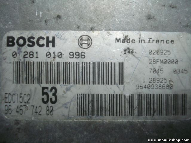 Motorsteuergerät Citroen Xsara 9646774280 9640938680 EDC15C2 0281010996