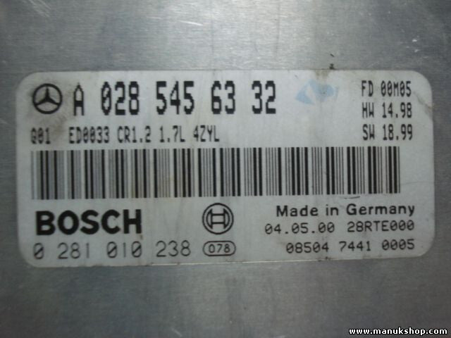 Motorsteuergerät Mercedes-Benz A160 CR12 1.7L 4ZYL ED0033 A0285456332 0281010238