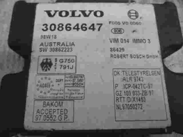 Steuergerät Wegfahrsperre Alarmmodul Volvo S40 V40 98W18 30864647 F005V00060