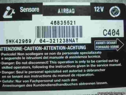 Airbagsensor Airbagsteuergerät Fiat Stilo 46835521 0046835521 321238NAT 5WK42969