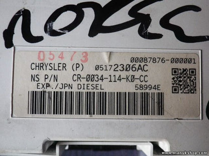 Kombiinstrument Tacho Jeep Grand Cherokee 3. 0 CRD CR-0034-114-K0-CC 05172306AC