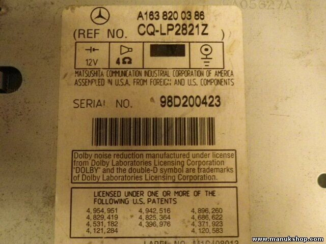 Radio CD Mercedes W163 ML A1638200386 A 163 820 03 86 98D200423