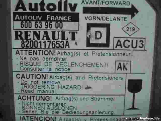 Airbagsensor Airbagsteuergerät Renault Megane (AK) 8200117653A 600639600