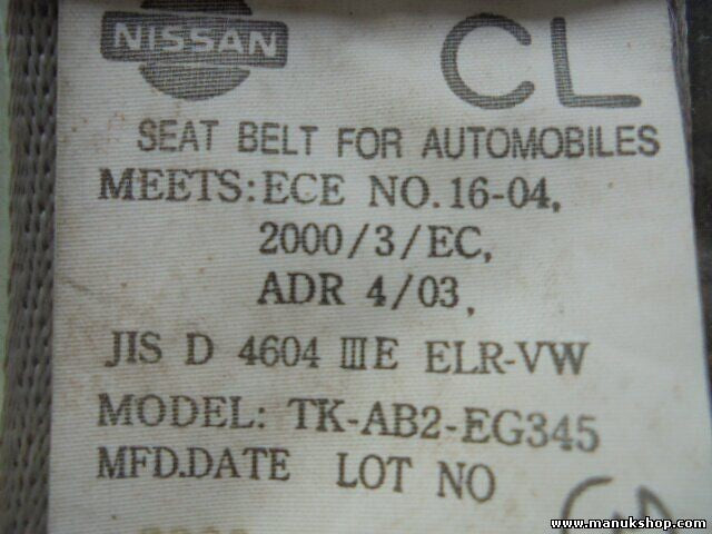 Sicherheitsgurt Gurt Nissan X-Trail T30 TKAB2EG345 TK-AB2-EG345 TK AB2 EG345