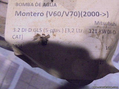 Wasserpumpe Mitsubishi Pajero Montero Sport (K9) 3.5 3.0 3.2 1997-2008 MD352297